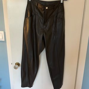 Zara Black Faux Leather High Waist Pants